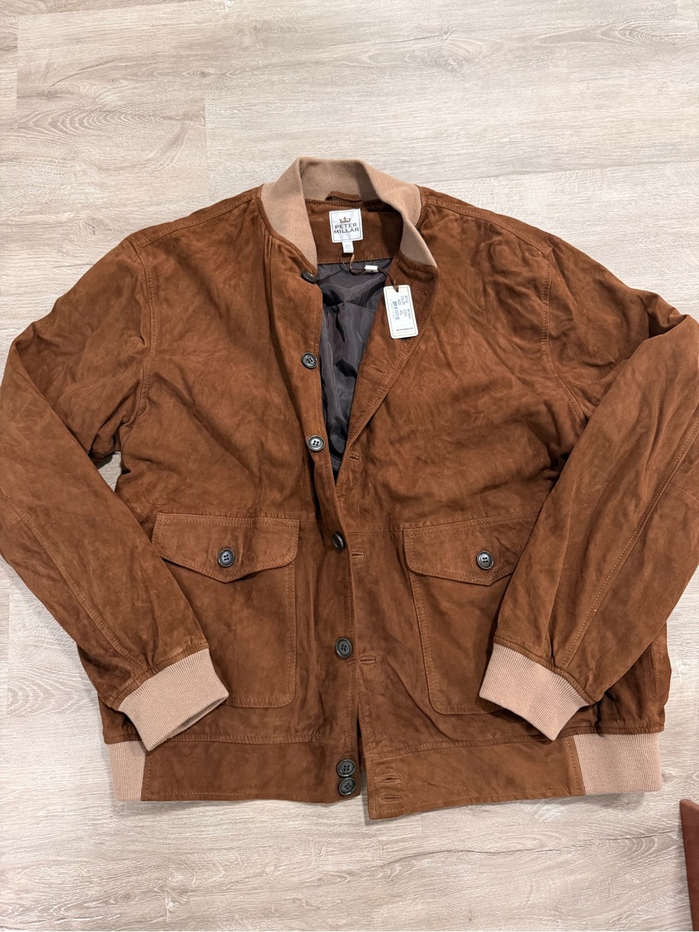 Men's Brown Suede Bomber Jacket - ape
